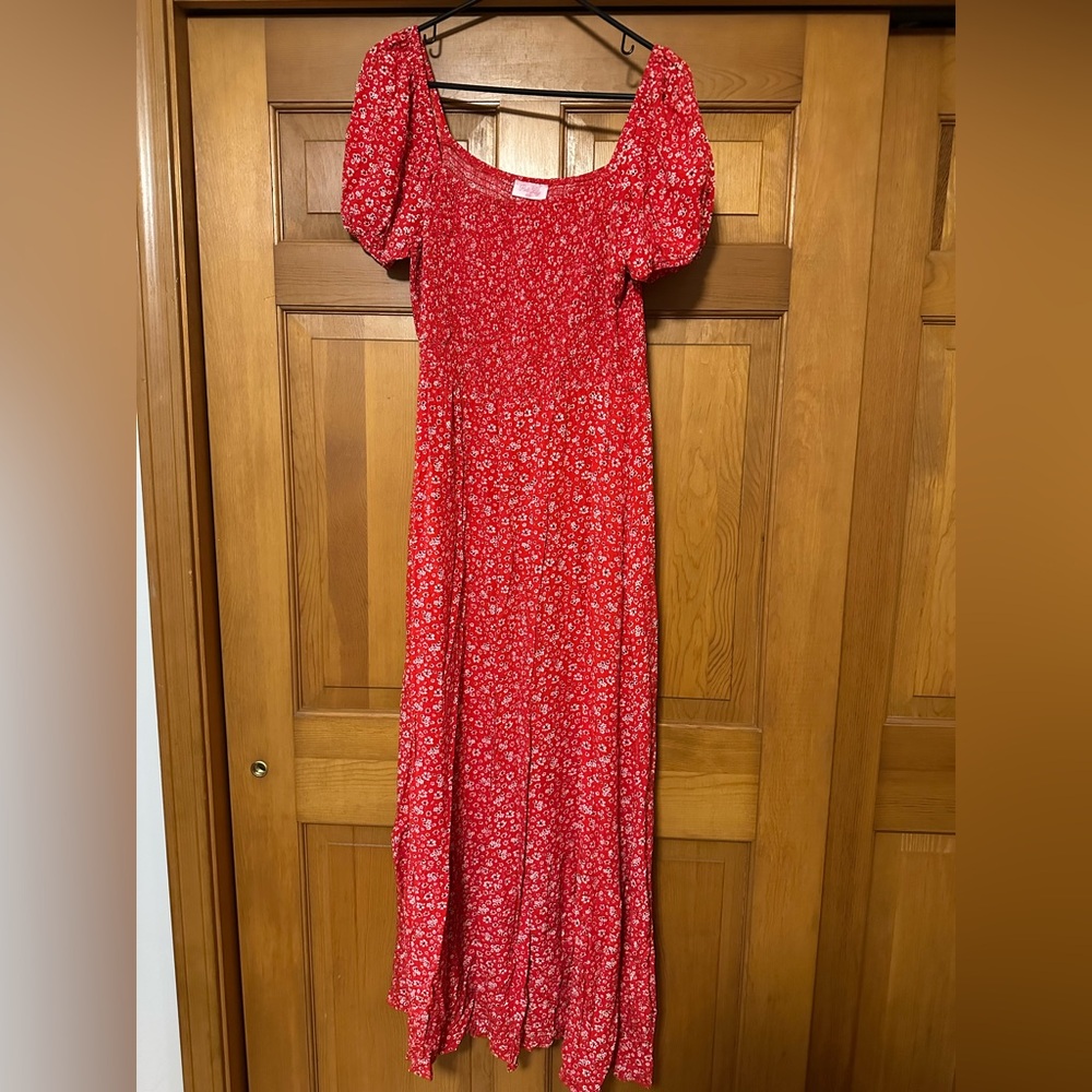 Pink Lily Red Floral Maxi Dress